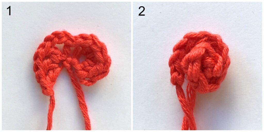 rosa de crochet en miniatura