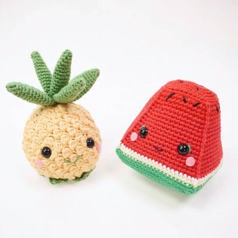 crochet watermelon and pineapple. PDF pattern in English